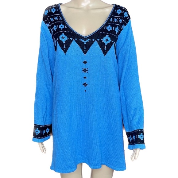 Vintage 90’s Lane Bryant denim 24/7 V-Neck Pullover Sweater Size 1X 22/24 - Picture 1 of 5